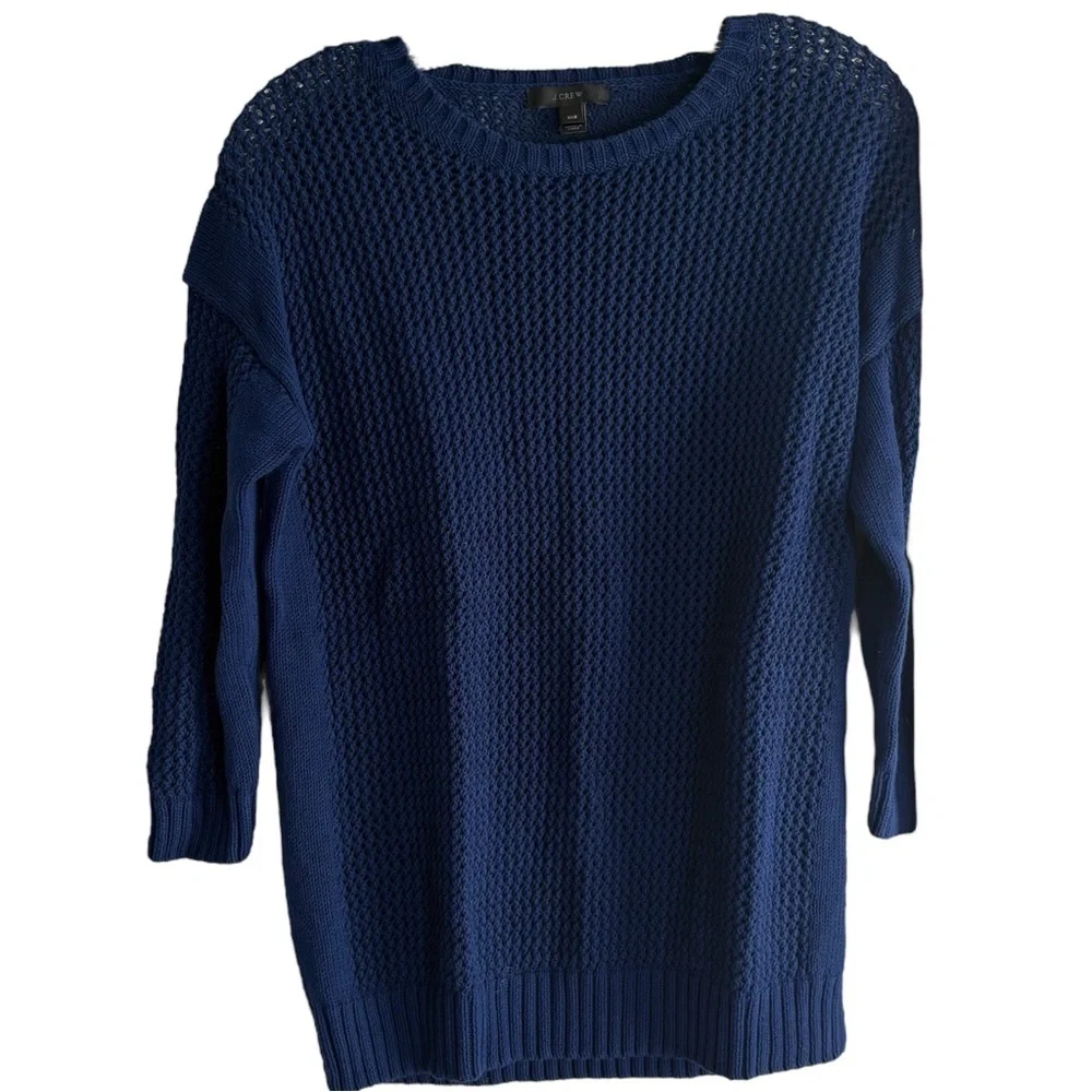 J. CREW Sweater w/ 3/4 Sleeve Loose Knit in Navy Blue Size XXS -- SUPER COMFY!